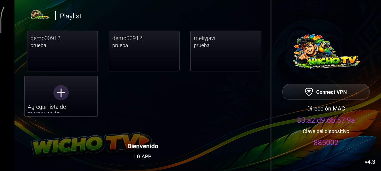 Pantalla de login original antes del rebranding de Wicho TV