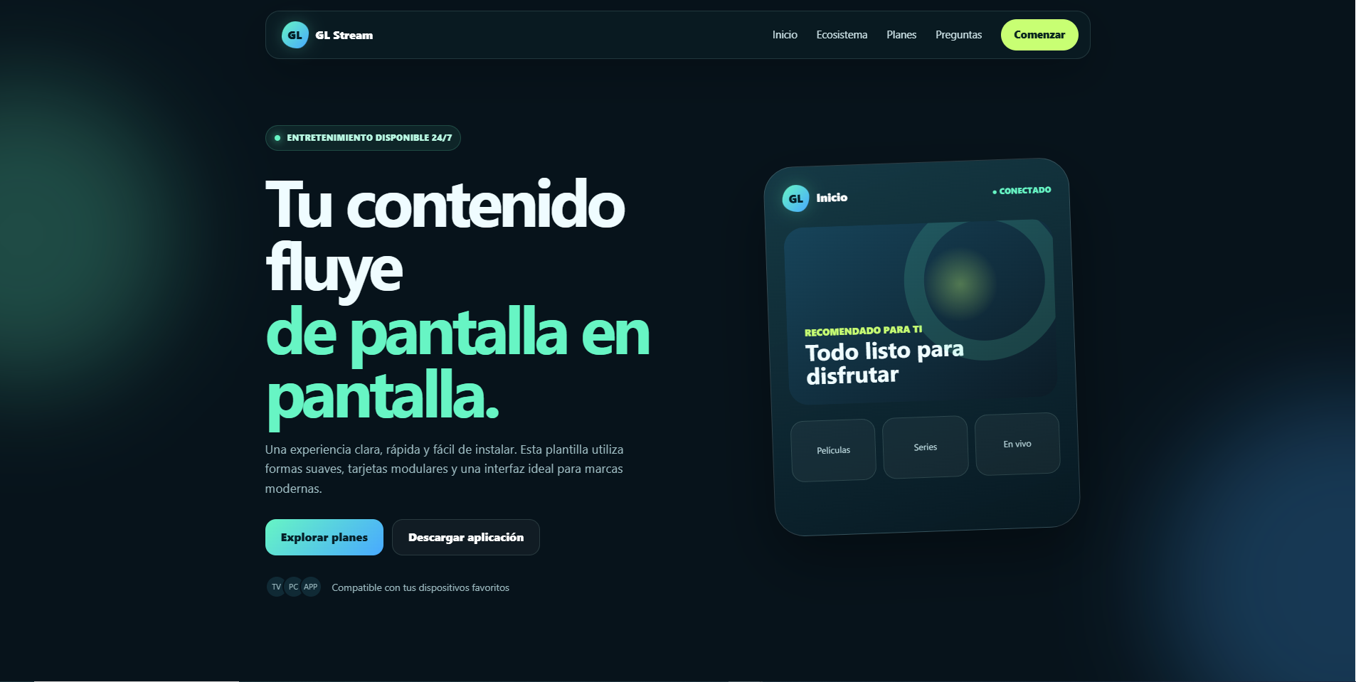 Vista previa de la plantilla Aurora Flow