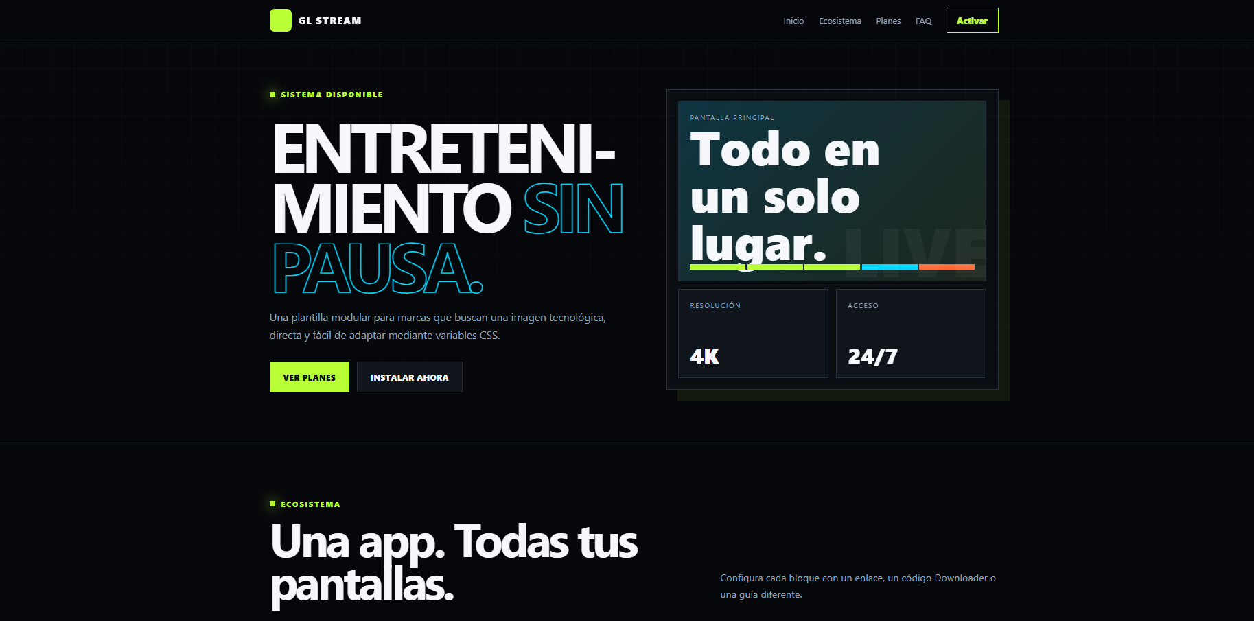 Ejemplo principal de Landing Page personalizada